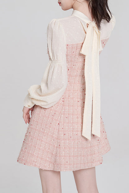 Pink Tweed Bow Dress