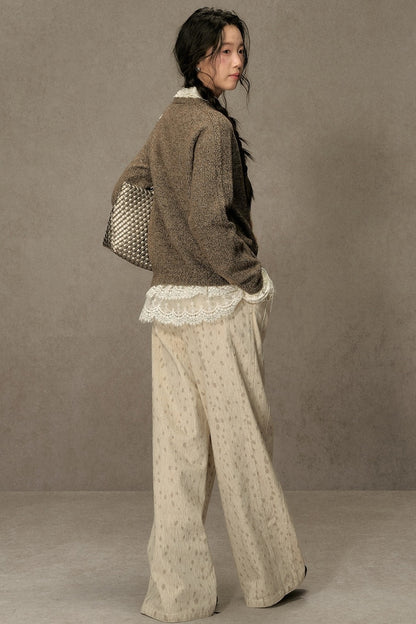 Fawn Spotted Lace Trim Pants
