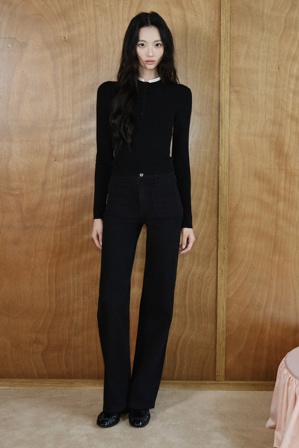 Pantaloni in cotone a vita alta