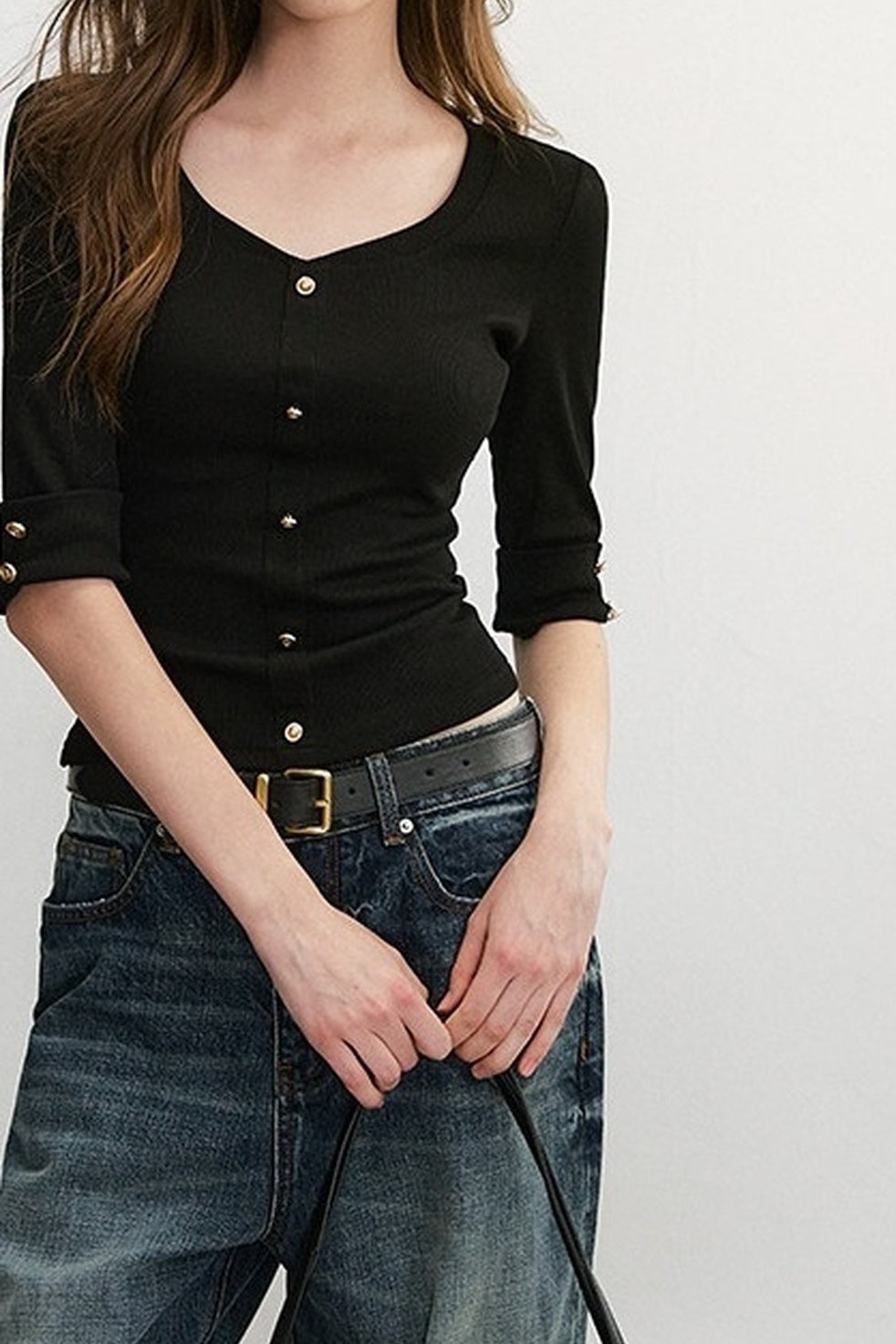 Elegant Knit V-Neck Top