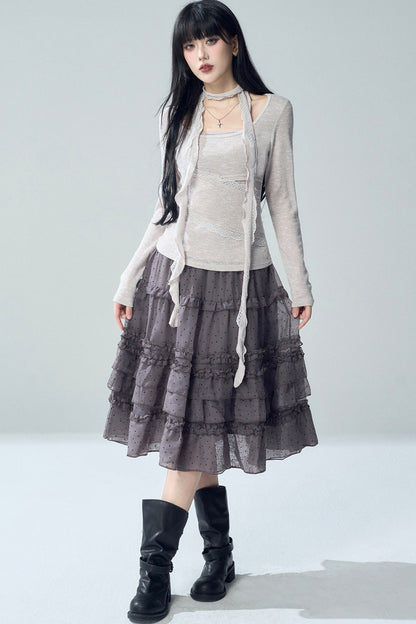 Irregular Layered-Look Knit Top