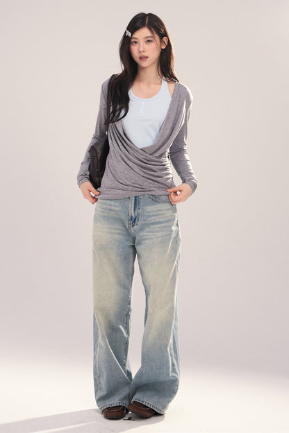 Layered-Look Long-Sleeve Top