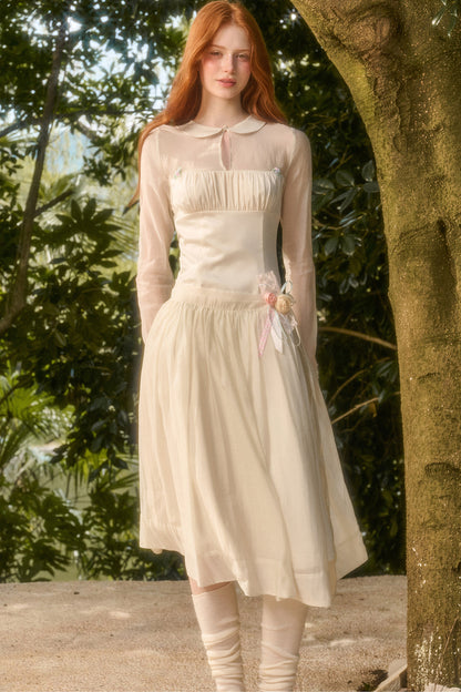 Satin Tencel Lapel Dress