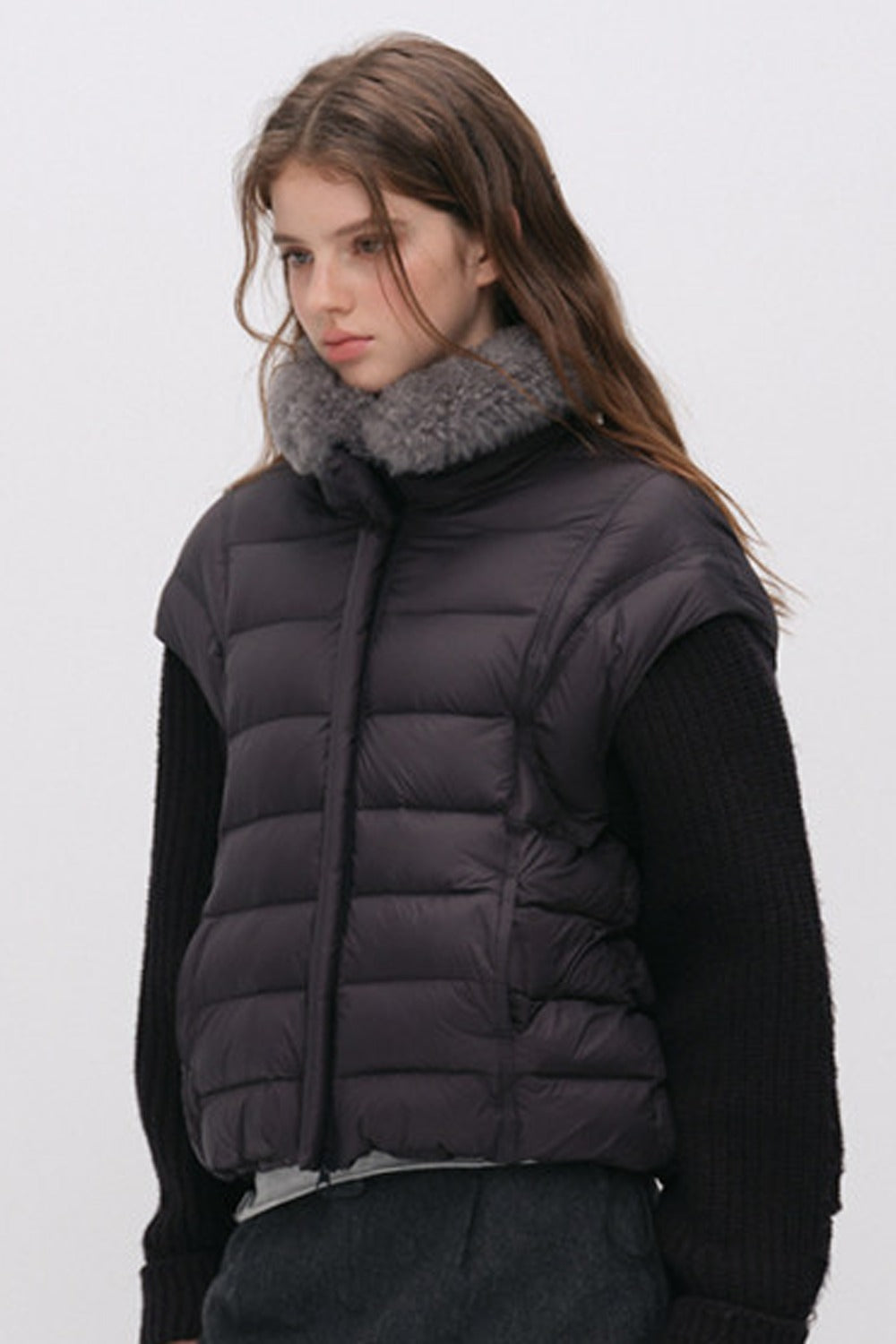 Convertible Detachable Knit Sleeve Down Vest