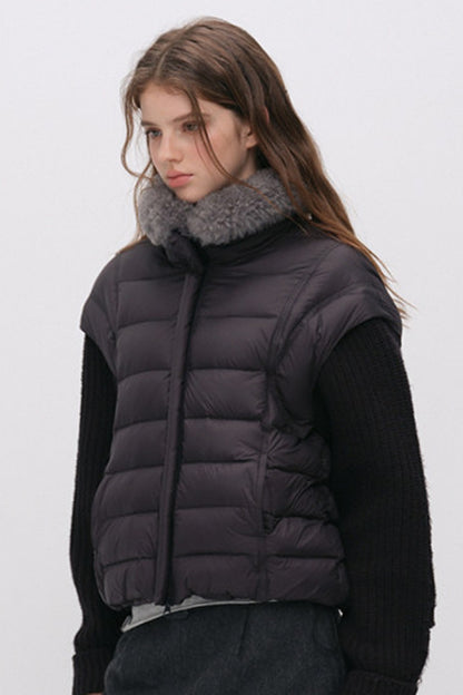 Convertible Detachable Knit Sleeve Down Vest