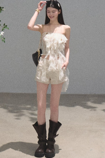 Slim-Fit High-Waisted Suit Shorts