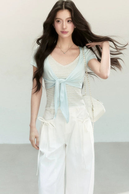 Striped Tencel Knit Camisole Set