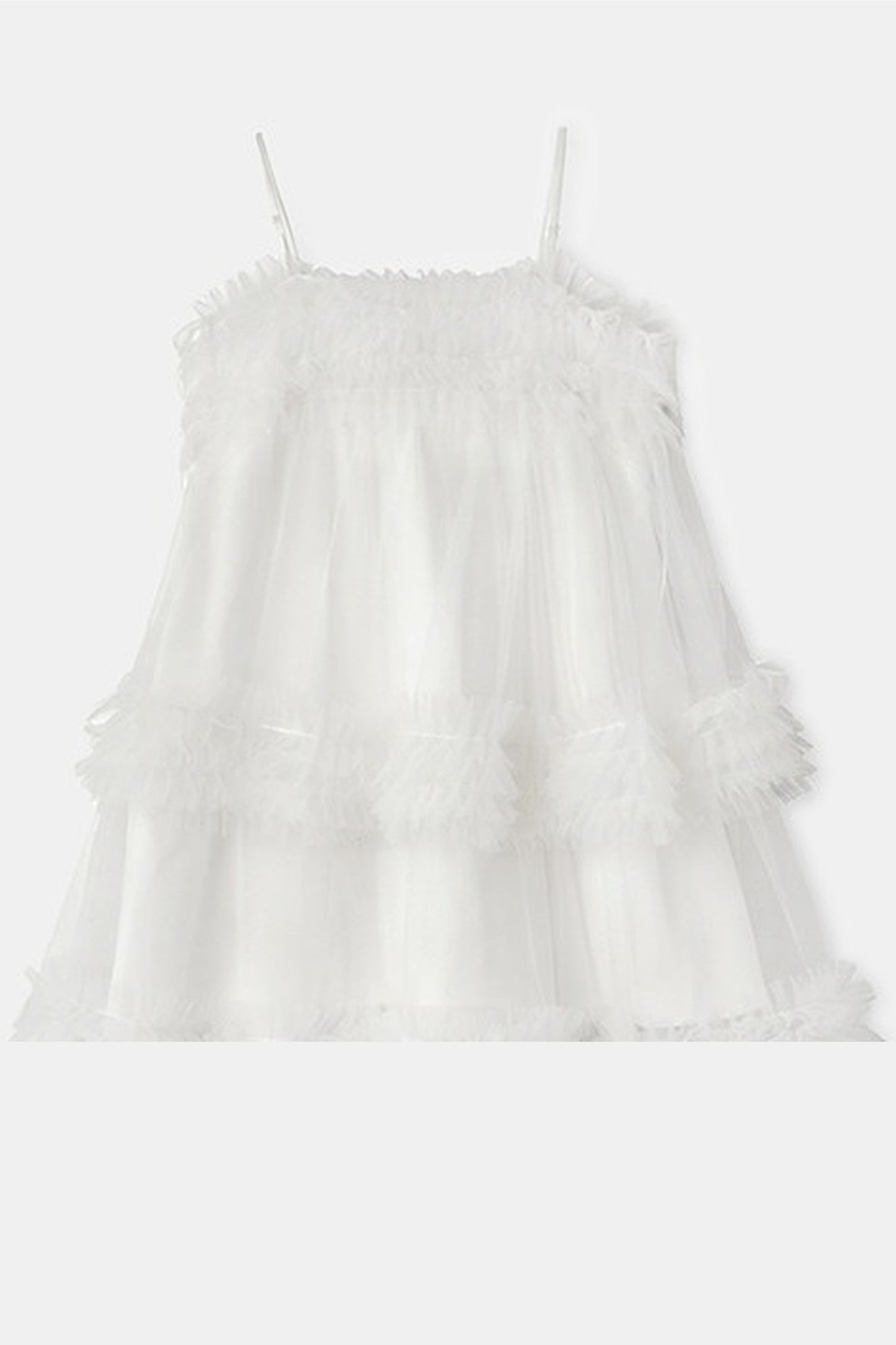Layered Ruffle Mesh Suspender Dress
