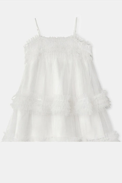 Layered Ruffle Mesh Suspender Dress