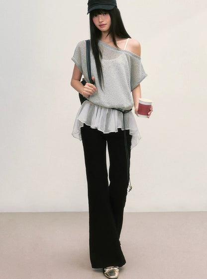 Top con inserti e spalle scoperte