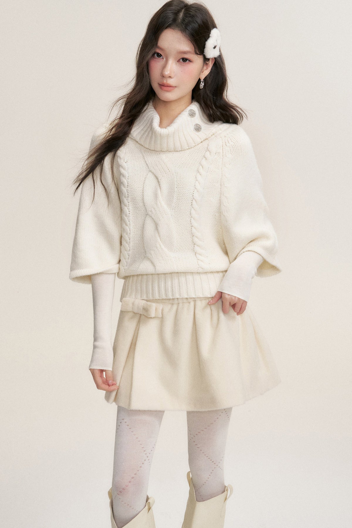 Twisted Cable Pullover Batwing Sweater