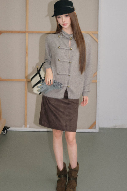 High-Waisted Faux Suede Skirt Set-Up