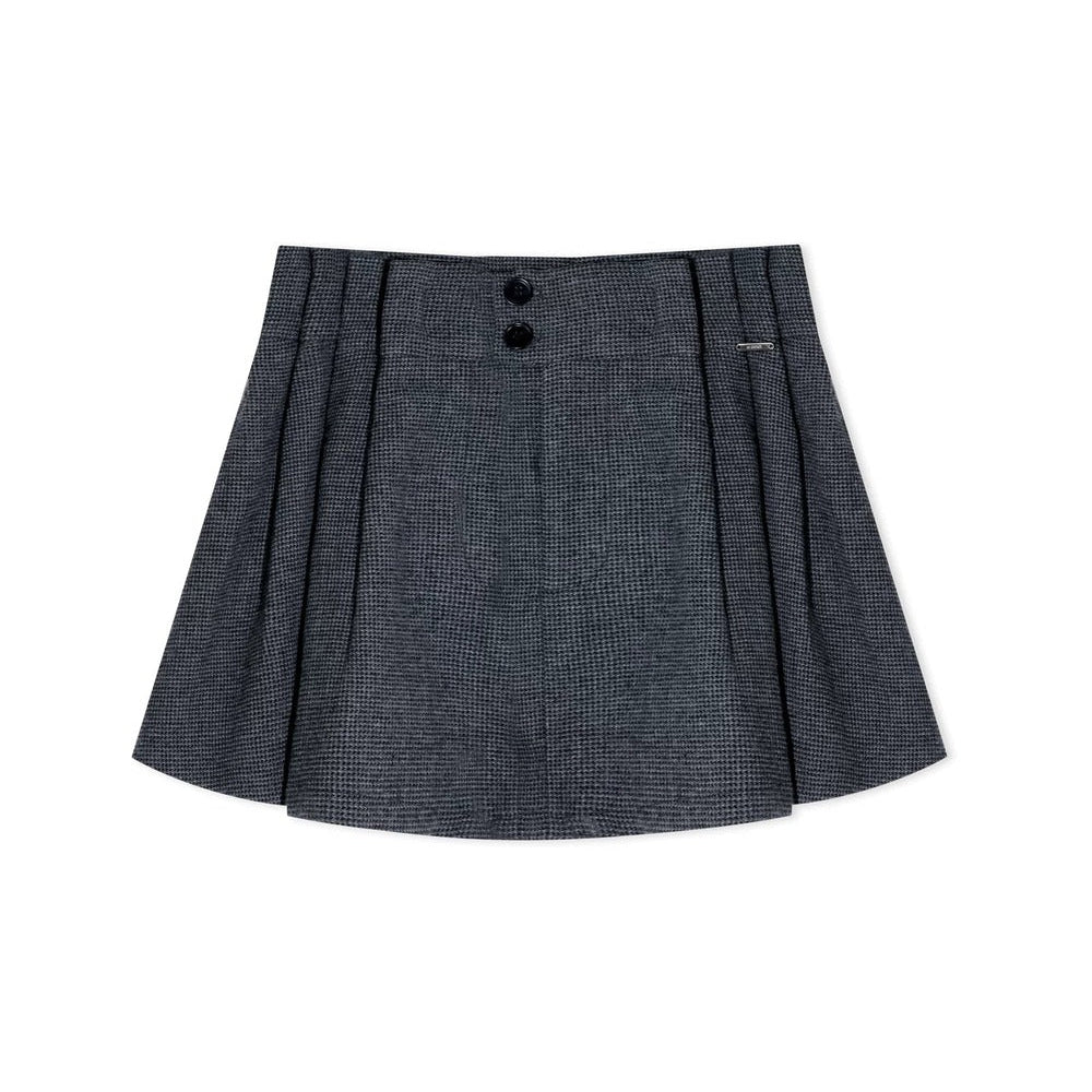 Pleated Woolen A-Line Skirt Set-Up