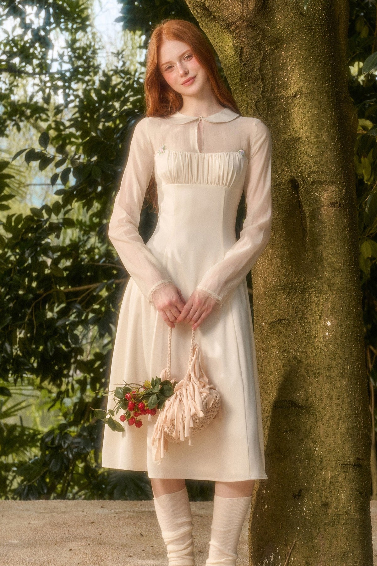 Satin Tencel Lapel Dress