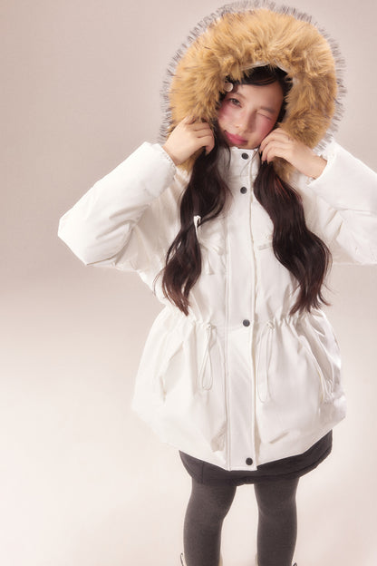 Mid-Length Fur Collar Goose Down Jacket