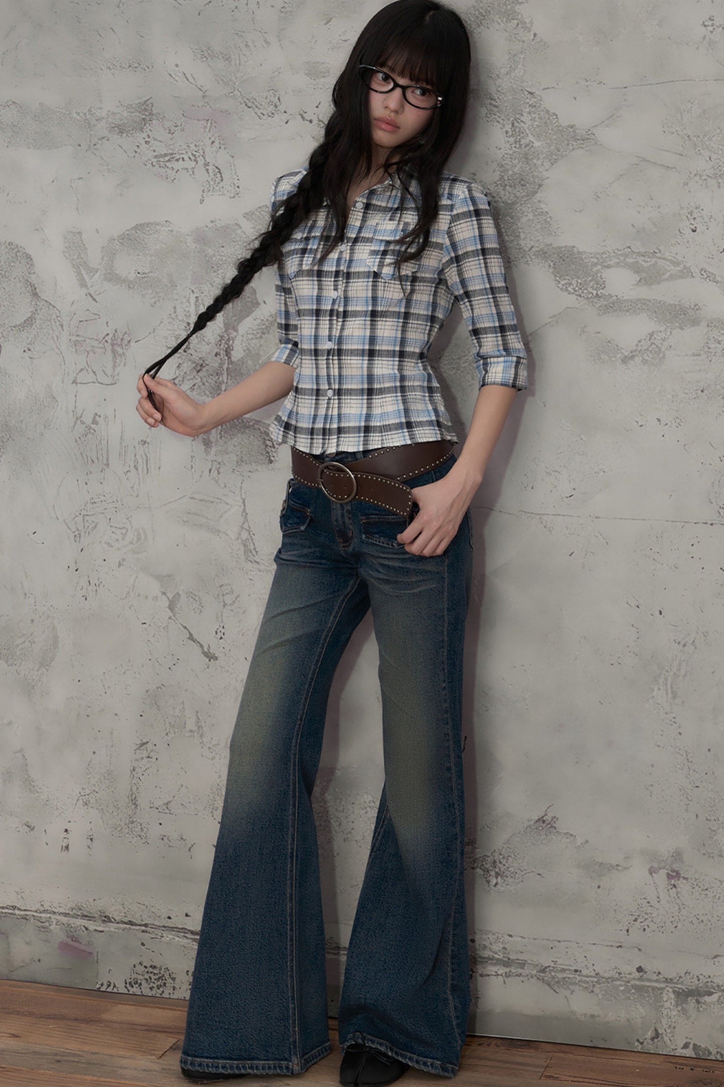 Retro Distressed Flared Pants