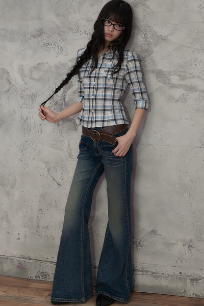 Retro Distressed Flared Pants