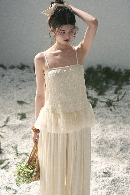 French Lace Summer Top and Pants Set