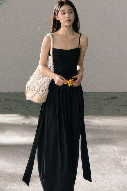 Plissiertes Trägerkleid aus Lyocell