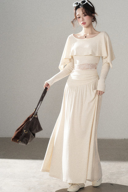 Long-Sleeved Lace Patchwork Dress