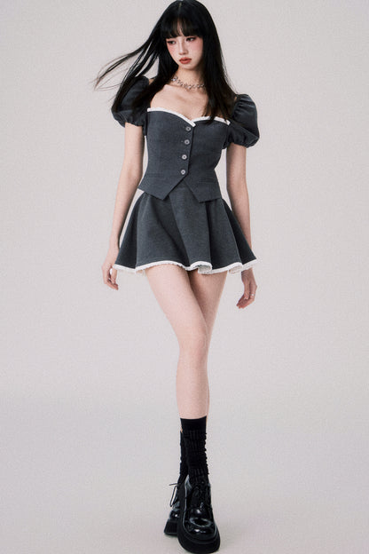 Strapless Corset Top and Puff Skirt Set-Up