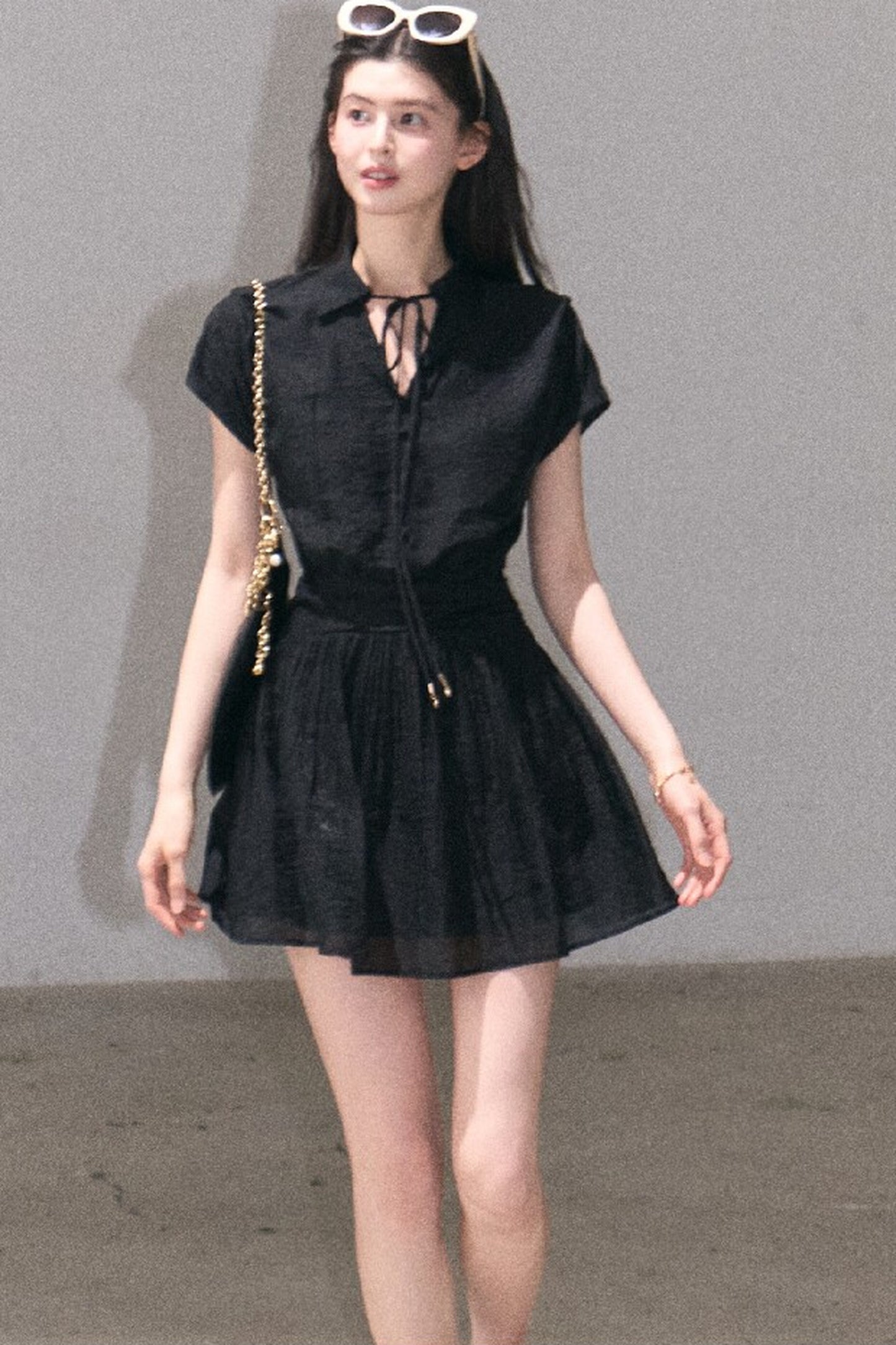 Lyocell Sheer Tie-Up Dress