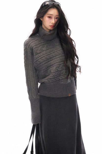 Knitted Jacket and Long A-Line Skirt Set-Up