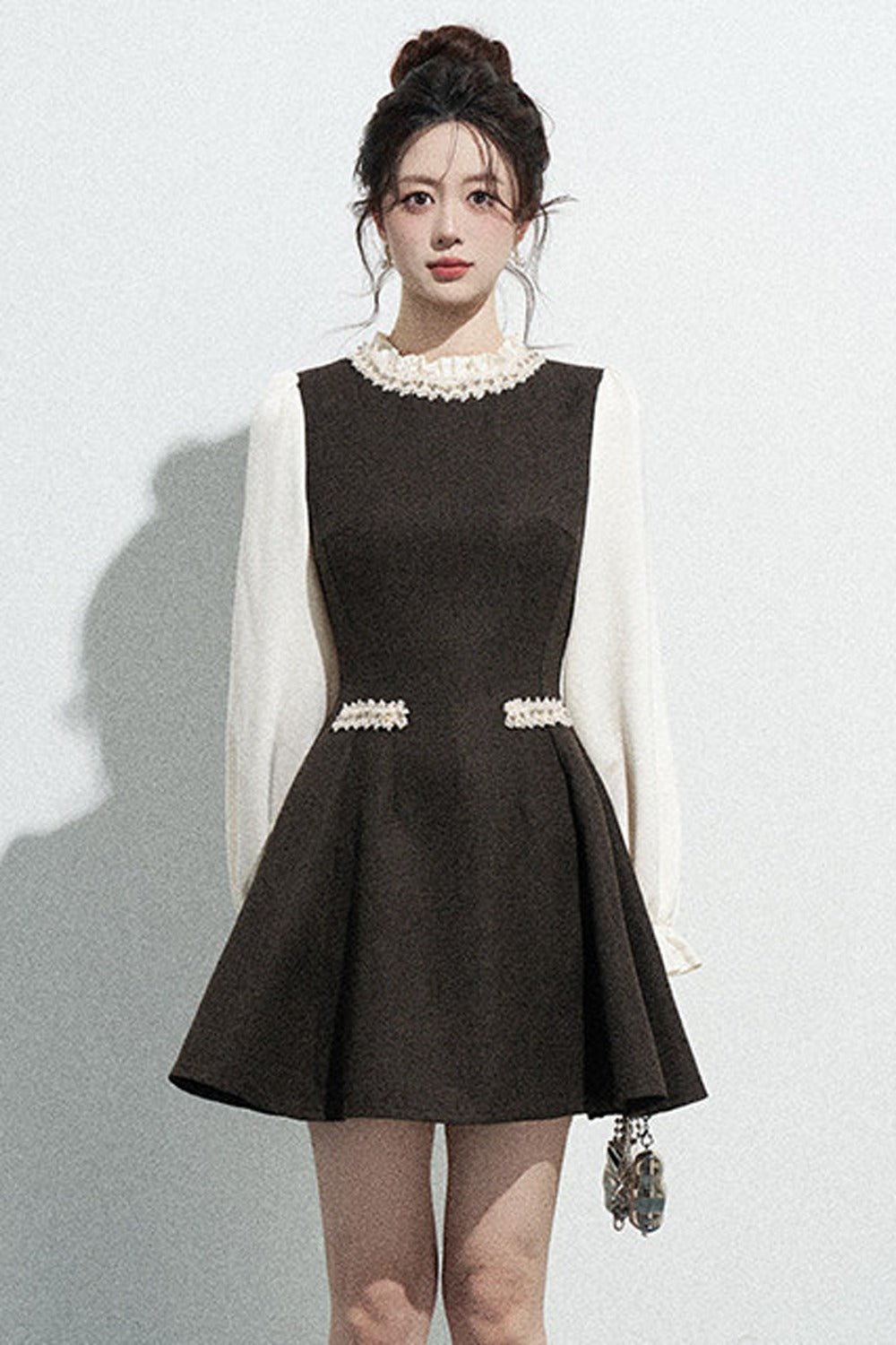 French-Style Long-Sleeve A-Line Dress