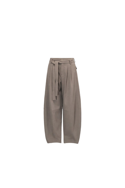 Drape Tie-Up Wide-Leg Suit Pants