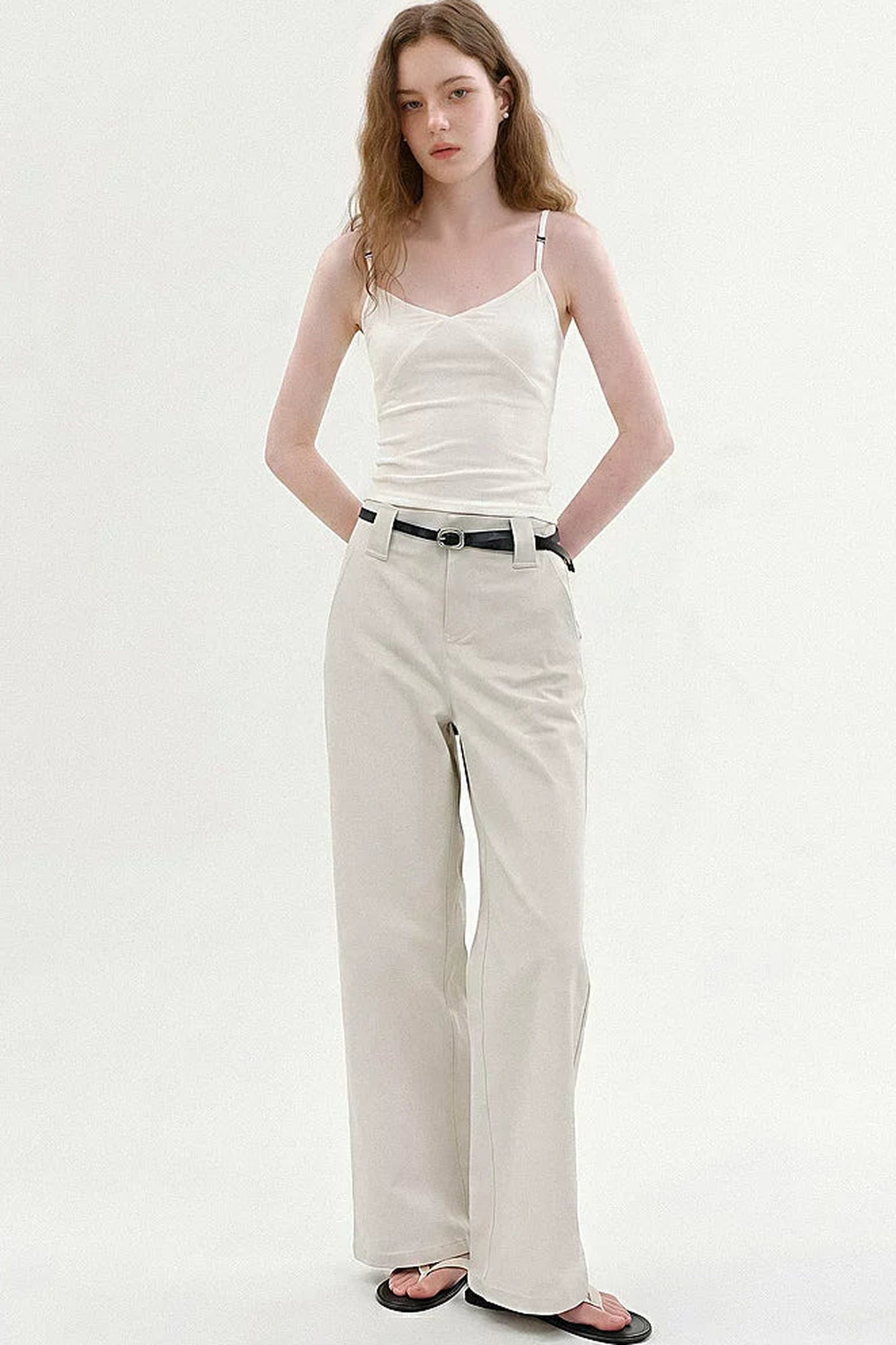 Pantaloni a gamba larga a vita alta