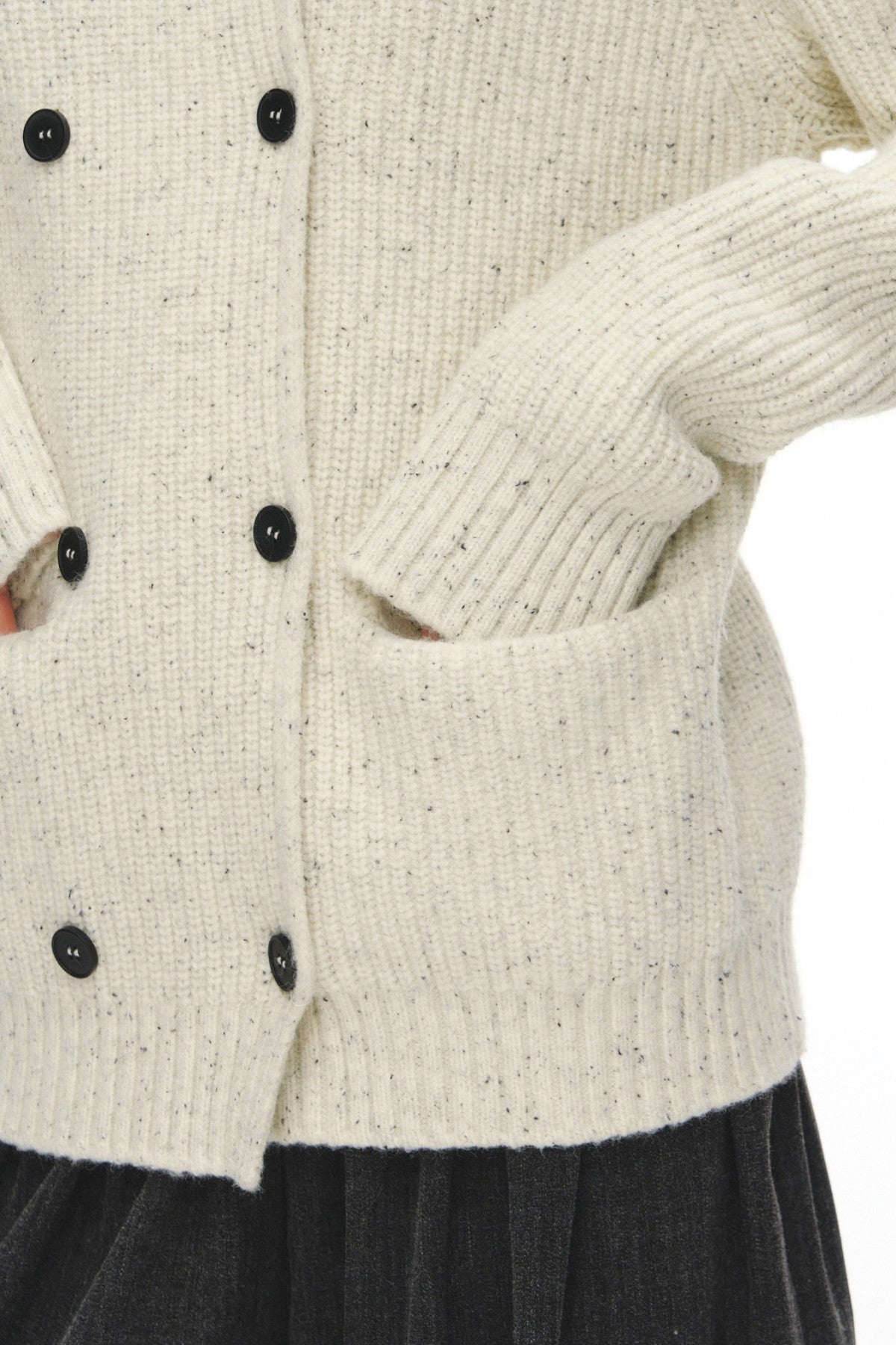 Gray Knit Cardigan With Trousers Set-Up