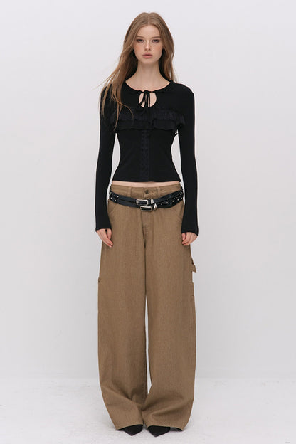 Lace-Up Hollow Lace T-Shirt