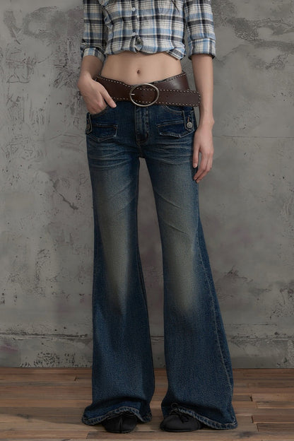 Retro Distressed Flared Pants