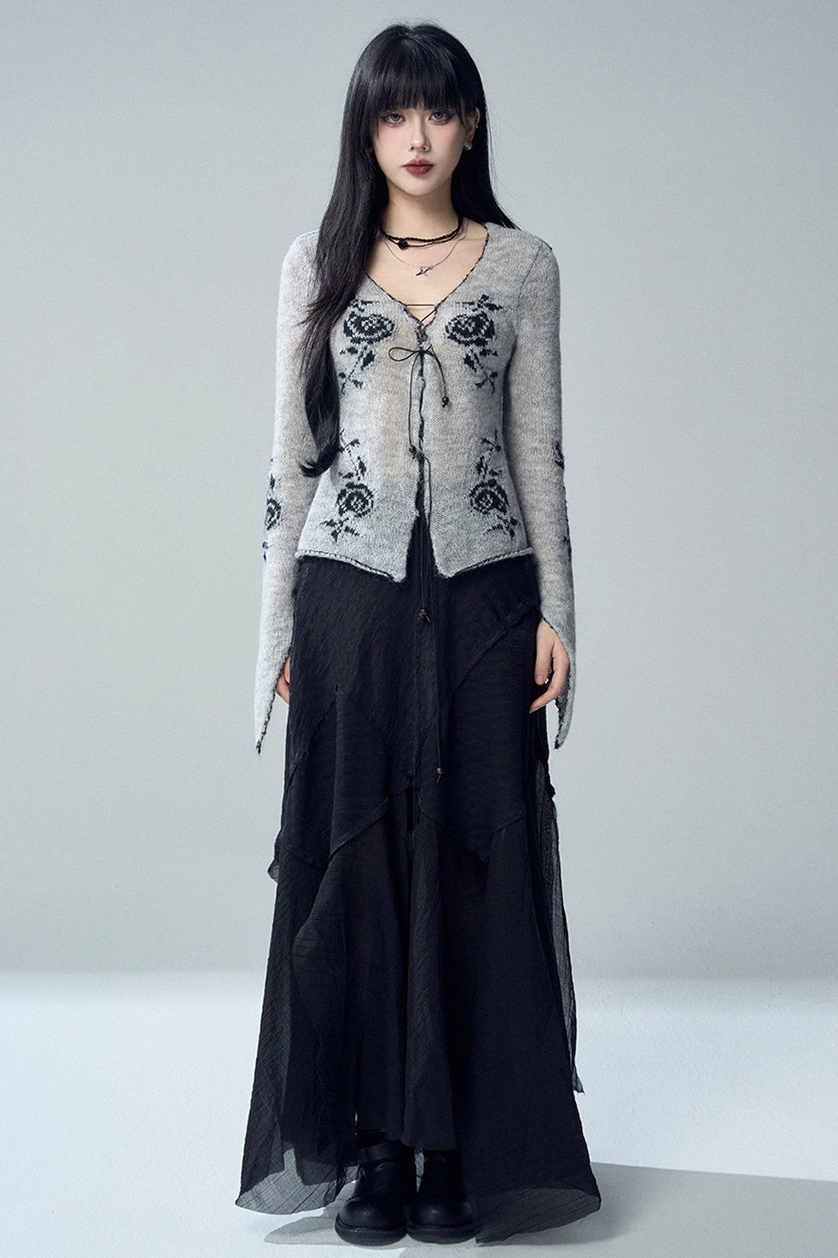 Rose Jacquard Knit Sweater