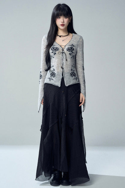Rose Jacquard Knit Sweater