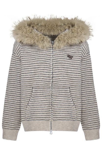 Striped Wool Knit Cardigan and Pants Set-Up