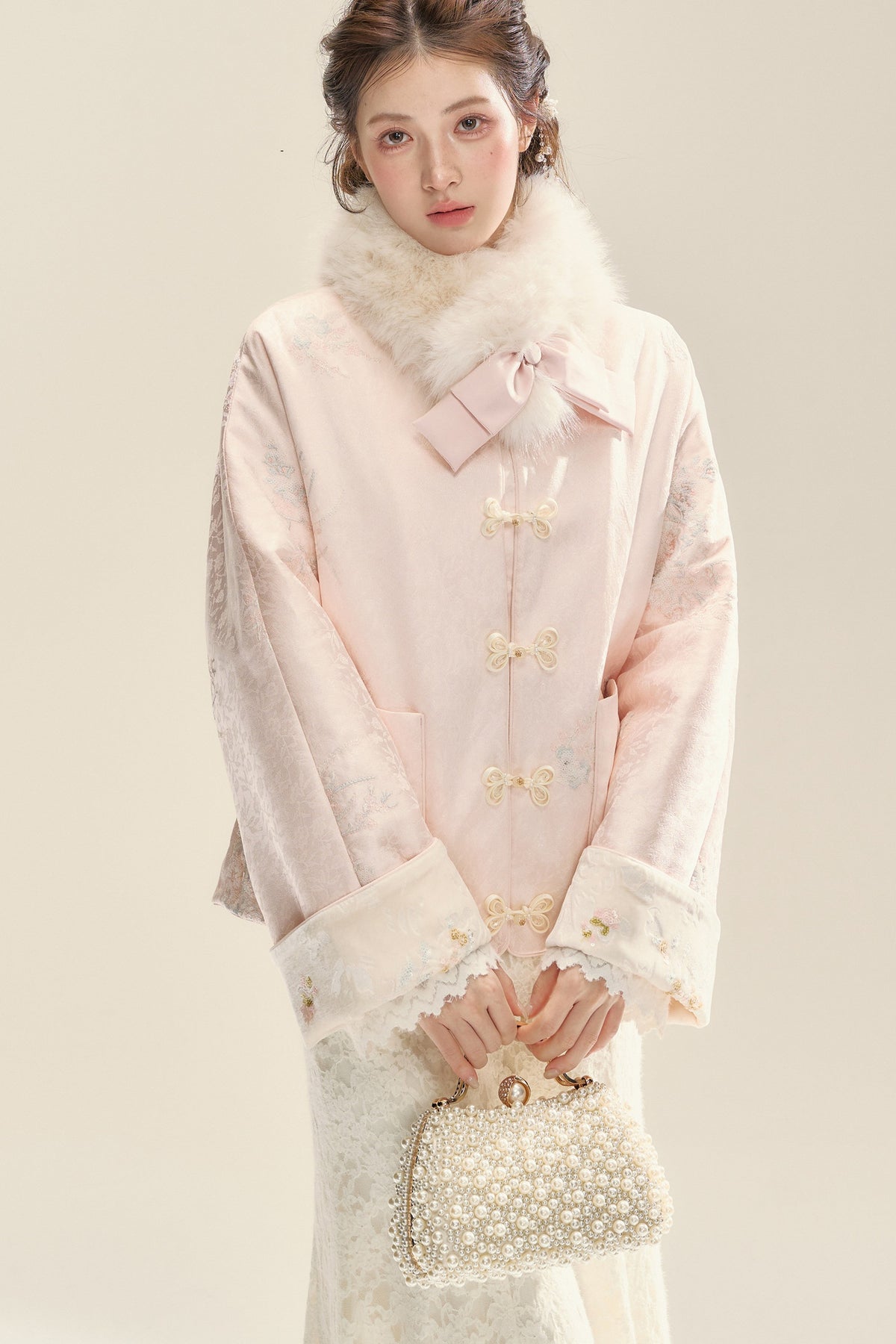 Pink Coat and Long Dress Set-Up