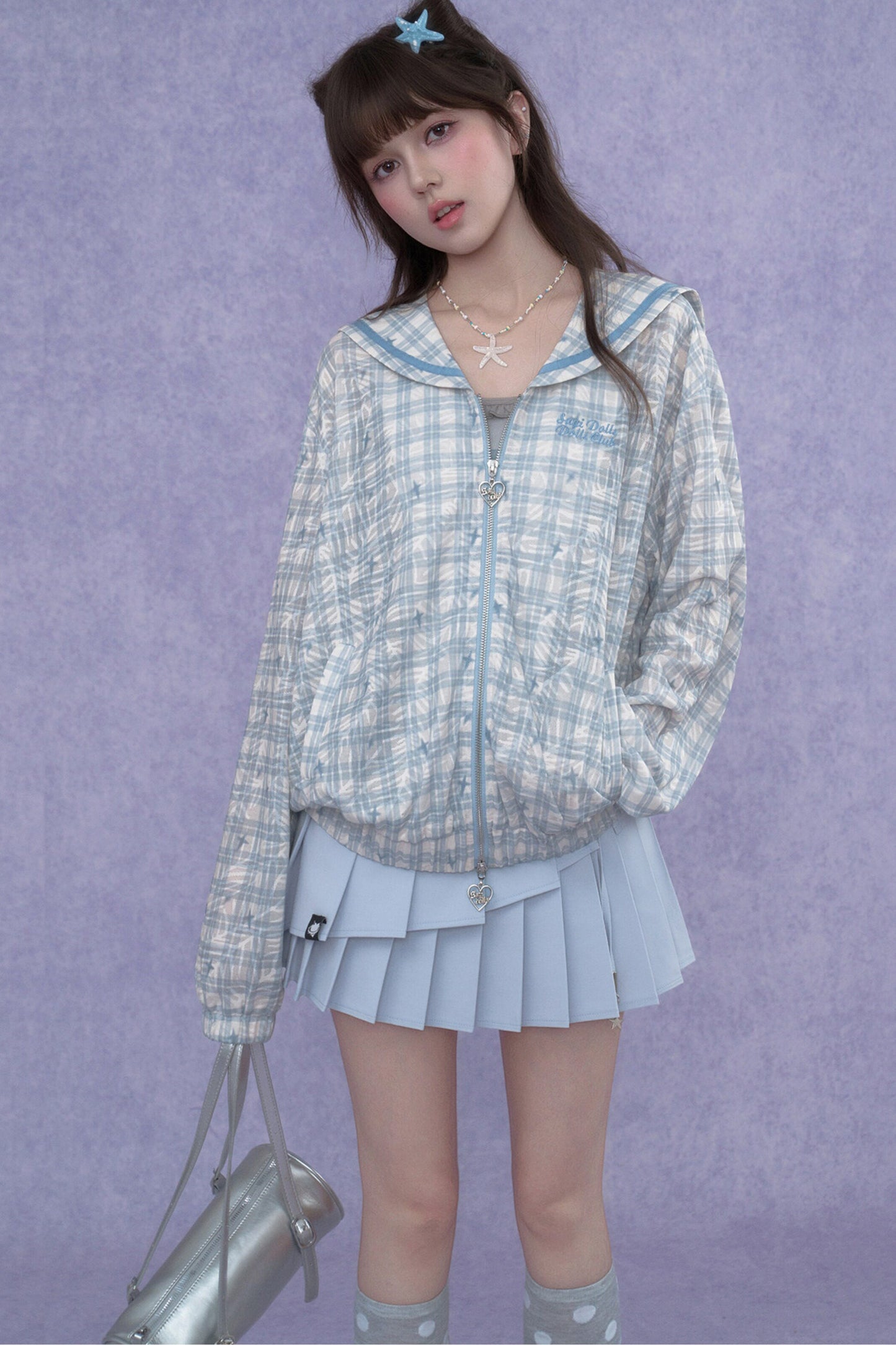 Blue Sailor Collar Sun Jacket