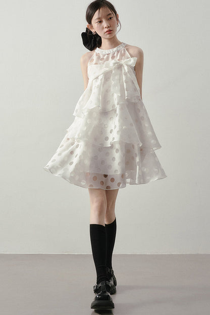 Polka Dot Ruffle Halter Dress