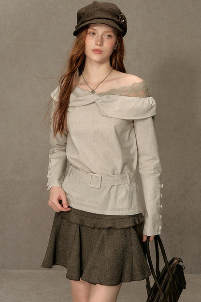 Long-Sleeve Off-Shoulder Shirt