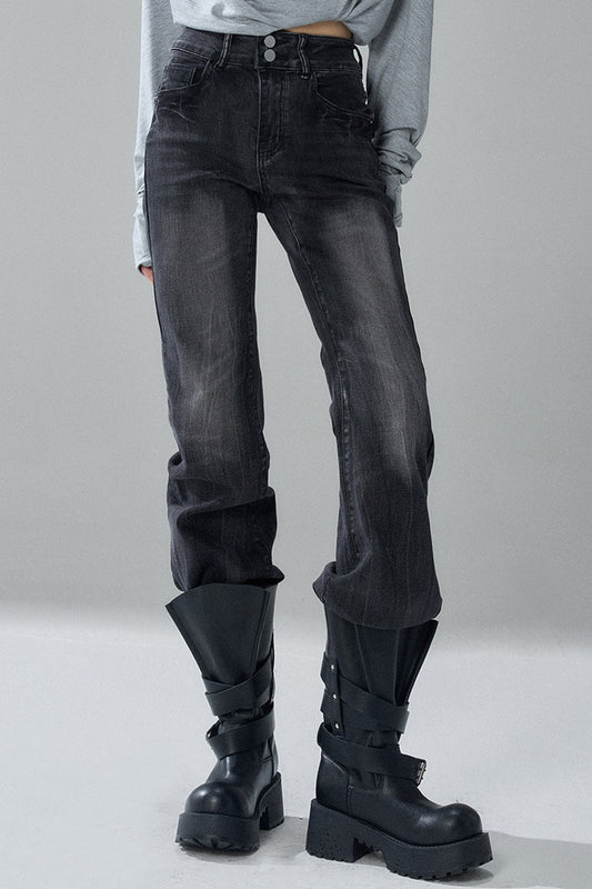 Black Micro-Flared Jeans