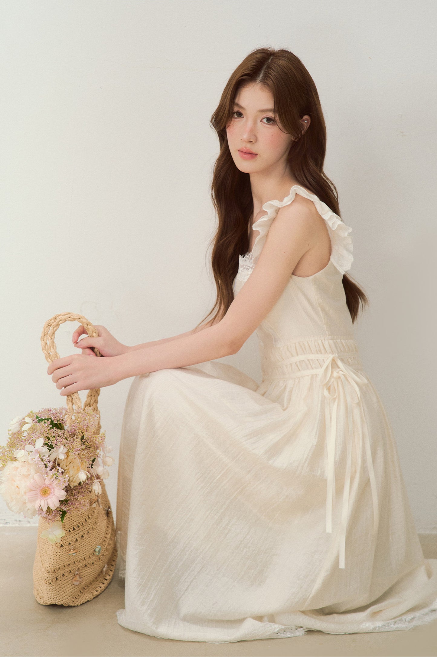 White Shell Lace Dress