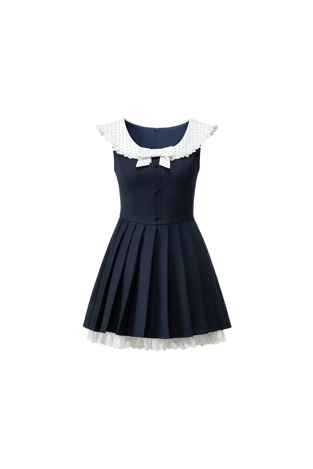Contrast Lace Ruffle Sleeveless Dress