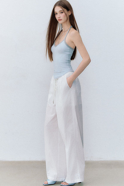 Drawstring Straight-Leg Pants