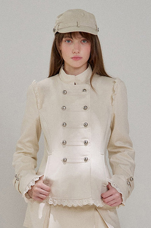 Double-Breasted Stand Collar Jacket
