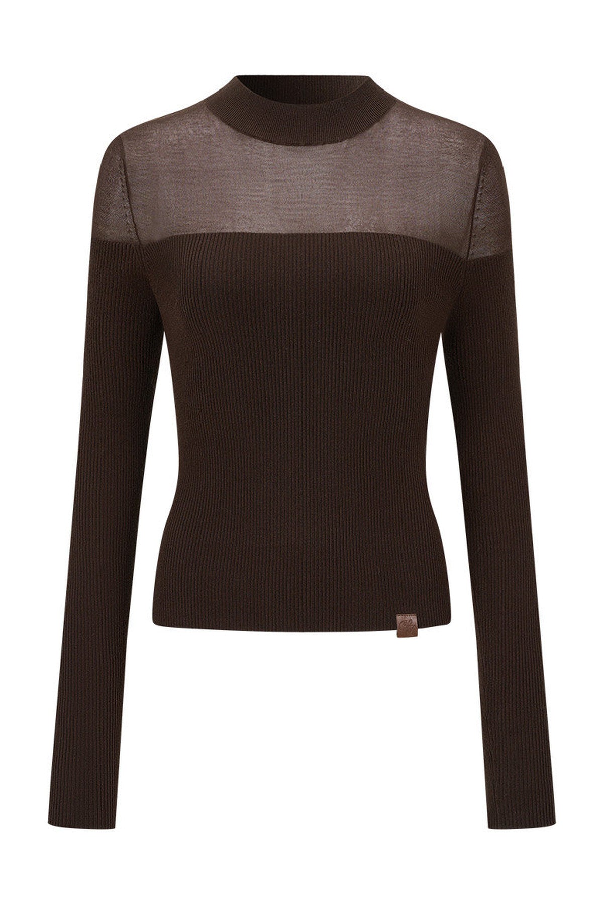 Tencel Spliced Half-Turtleneck Knit Top