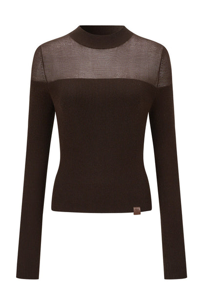 Tencel Spliced Half-Turtleneck Knit Top
