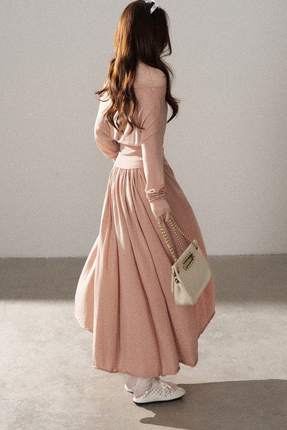 Long Sleeve Knit Top and Skirt Set