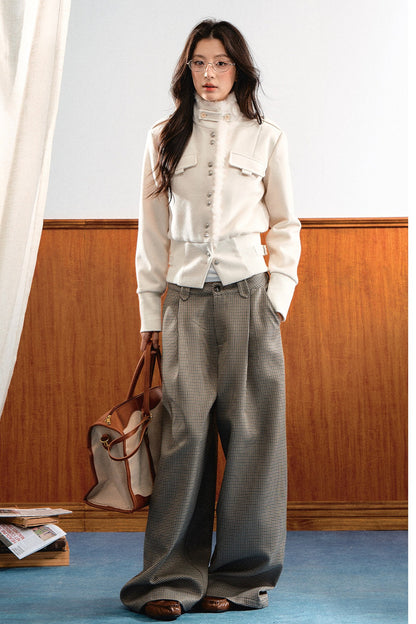 Stand Collar Snap Button Jacket
