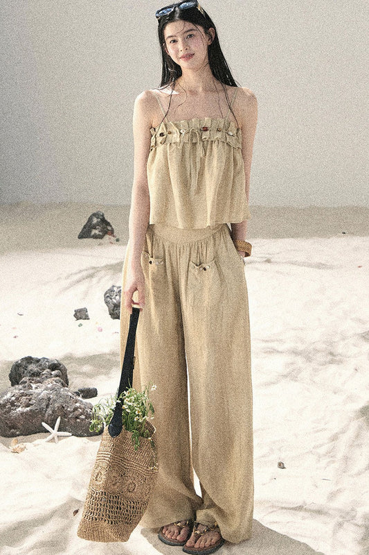 Korean Casual Camisole & Pants Set-Up